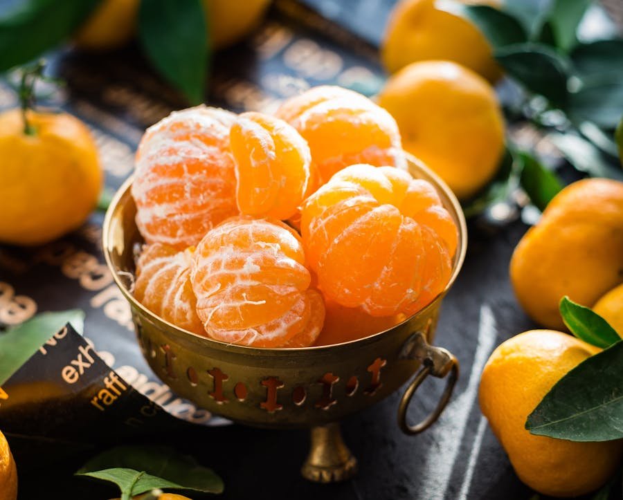 Citrus and leafy greens rich in vitamin C