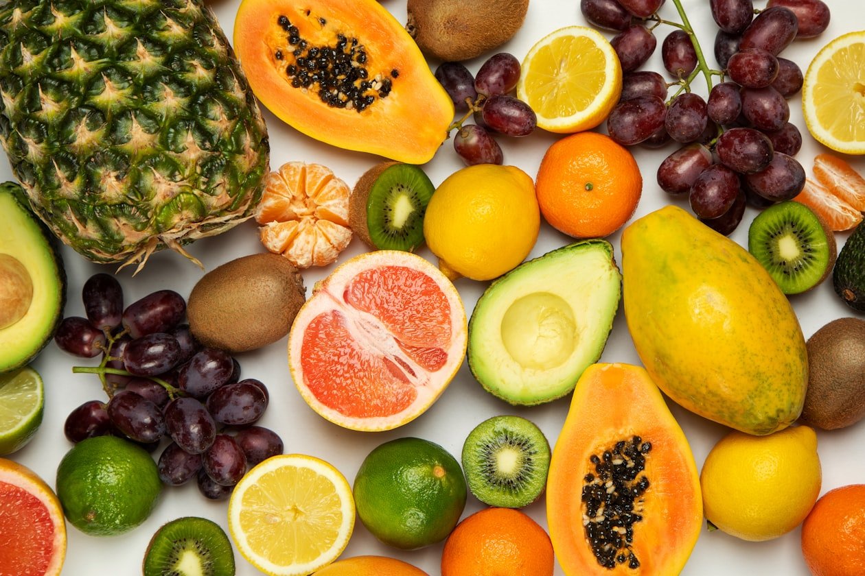 Fresh citrus and avocado - vitamins C and E sources